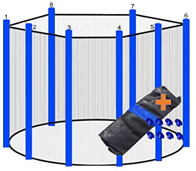 walexo Trampolin Sicherheitsnetz für 8 Stangensysteme Größen (305 cm Ø, Schwarz/Blau)