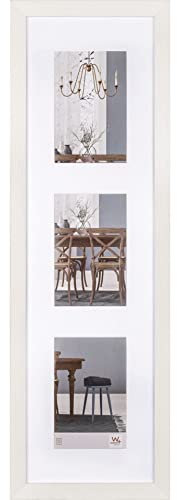 walther design Bilderrahmen weiss 3X 10x15 cm Galerie mit Passepartout, Fiorito Holzrahmen EF315VW
