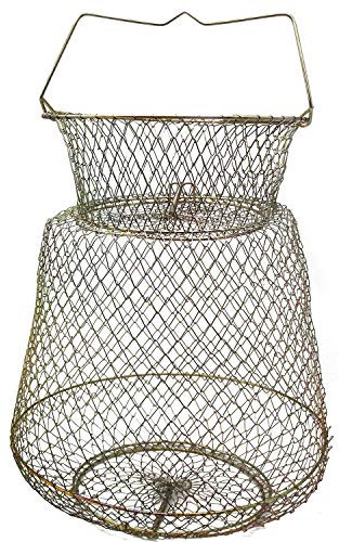 BPS OZL-11001 - Canestro da pesca con filo grande, in acciaio portatile, con manico e cestello rotondo in metallo, 30 x 40 cm