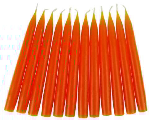 hdg Baumkerzen 12er Pack handgefertigte Kerzen aus Dänemark Ø 1,3 cm / 12 cm, Farbe:orange