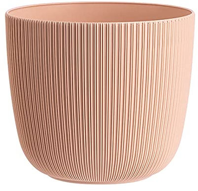 Gariella 1x apricot moderner Blumentopf mit Drainagesystem Pflanztopf-Kübel widerstandsfähig rund wetterfest Kunststoff Ø 25 cm