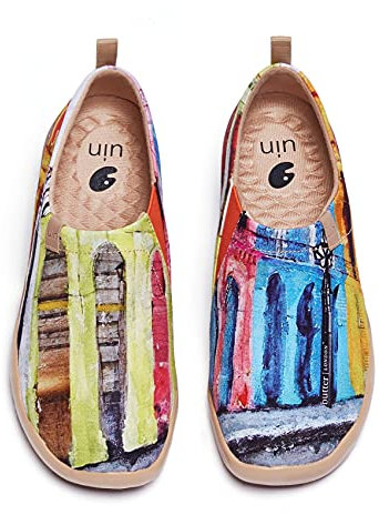 UIN Old Havana Damen Painted Slip On Schuhe Lässiger Reiseschuhe Segelschuhe Leicht Loafer Schuhe Canvas Mehrfarbig（38.5）