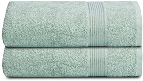 GLAMBURG Baumwolle 2er-Pack Oversized Badetuch-Set 70 x 140 cm, große Badetücher, Ultra saugfähig, kompakt, schnell trocknend und leicht, Meeresgrün