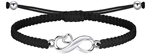 JENDEAR SHINE Bracelet Infini Femme, Argent 925 Bracelet Corde Tressée Ajustable, Amour Infini Amitié Cadeau Anniversaire pour Femmes Bijoux de Saint-Valentin