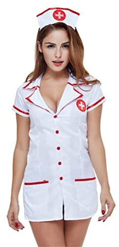 chenyesun Reizwäsche Sexy Damen Krankenschwester Cosplay Party Tiefer V-Ausschnitt Nachtwäsche Nachtwäsche Nurse Kostüm Pflegeuniformen Kostüm Nachthemd Dessous