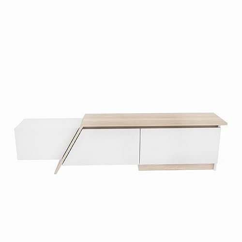 DECOROTIKA Zonas 180 cm Wide Unique Design TV Cabinet TV Stand for TVs up to 55 inch (White/Cordoba)