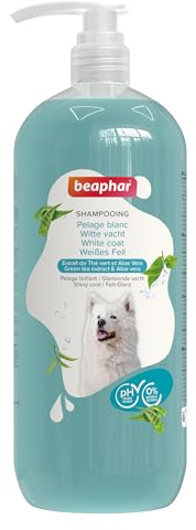 BEAPHAR - Shampoo Für Weißes Fell - Unterstützt Die Natürliche Fellfarbe - Hautfreundlich - Mit Grünem Tee Und Aloe Vera - Ph-Neutral - 0% Parabene, Silikone - Frischer Duft - Vegan - 1L