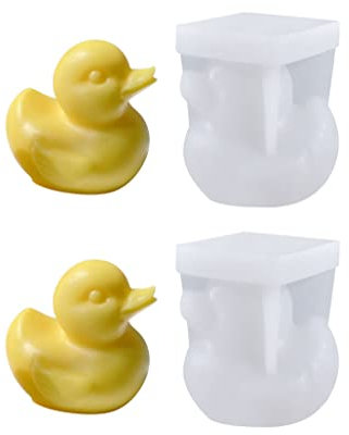 Xidmold 2pcs 3D Duck Candle Mould Duck Silicone Mold for Fondant, Chocolate, Dessert, Cake Decor, Soap, Bath Bomb, Polymer Clay, Plaster Ornament, Resin Art