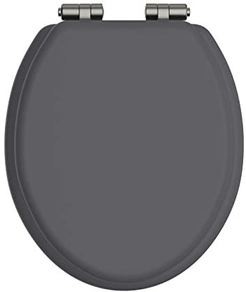 Heritage Graphite Toilet Seat with Soft Close Brushed Nickel Hinges