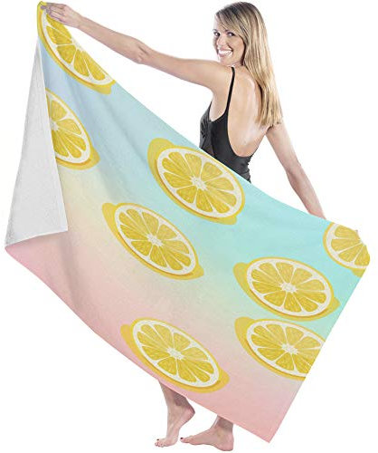 BAAROO Badetuch, gelb, zitronengelb, weiche Mikrofaser, saugfähig, Badetuch, Skizzieren, Farbwechsel, leicht, langlebig, schnell trocknend bis 130 cm x 80 cm