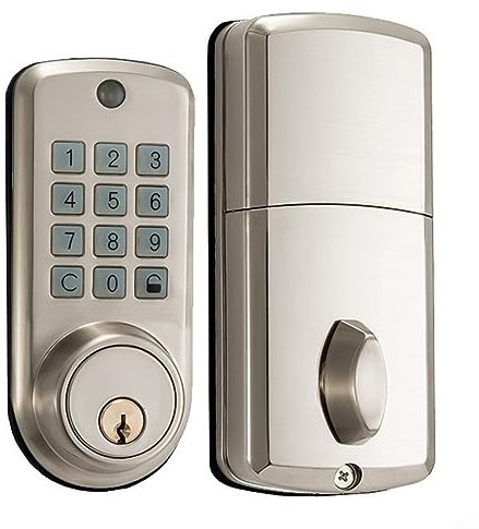 Keyless Entry Door Lock with Deadbolt, Programable Electronic Smart Keypad Door Lock,Auto-Lock and Alarm Code Door Lock for Front Door Home and Office