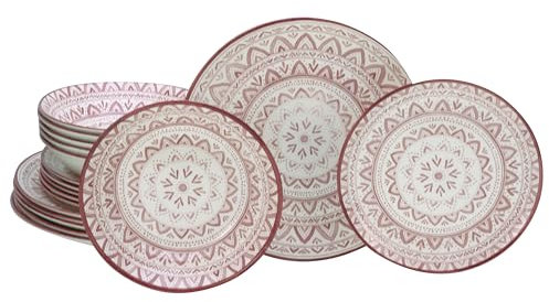 CreaTable, 17177, Serie Mexico, 18-teiliges Geschirrset, Teller Set aus Steingut, spülmaschinen- und mikrowellengeeignet, Qualitätsproduktion
