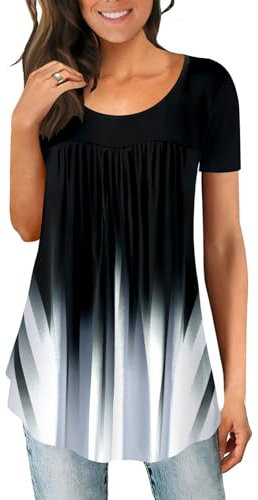 CHICZONE Women's Beautiful Tops Short Sleeve Floral Henley Shirts Ruffle Casual Ladies Blouse for Leggings Butterfly