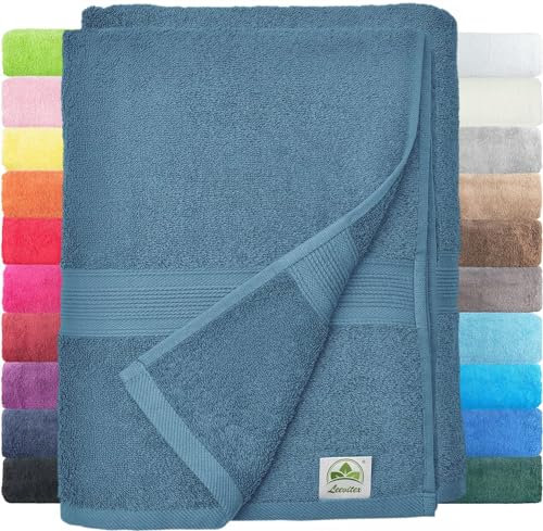 leevitex® Duschtuch 2er Set aus 100% Baumwolle, weich und saugstark | 500 g/m² | 70 x 140 cm | Petrol