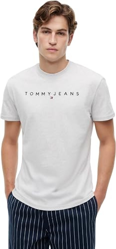 Tommy Jeans TJM Reg Linear Logo Tee EXT Kurzarm-T-Shirt, Herren, Grau (Silver Grey), M