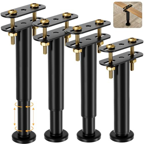 VETIN 4 Pezzi Gambe di Supporto per Rete Letto Regolabili in Altezza, Gambe di Supporto Sotto Il Letto, Gambe di Supporto per Rete a Doghe Per Reti Letto Pesanti/in Legno/King/Queen Size, 18-32cm