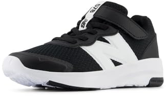 New Balance Kids 578v1 Bungee Lace with Top Strap Shoes, Black/White, 7