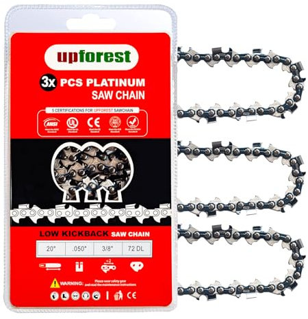 Husqvarna Chainsaw Chain 20 Inch 3/8 Pitch,.050 Gauge,72 Drive Links Fits Husqvarna 257, 261, 365, 372XP, 455 Rancher, 460 Rancher, 570, 576XP STIHL MS311 MS391 (3 Chains) 72ELPX72