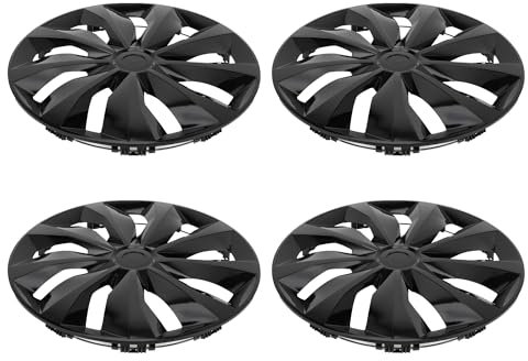 A ABSOPRO Tapacubos 16 Pulgadas De Llanta De Rueda De Coche R16 Cubiertas De Llanta Decorativas De Piel De Rueda De Plástico Negro 4 Unidades