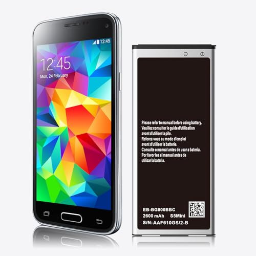 2600mAh AKKU für Galaxy S5 Mini, [Upgrade] Akku EB-BG800BBE der Modelle SM-G800F,Duos SM-G800H，ohne NFC