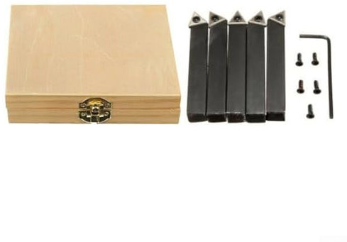 Sileduove 5 pezzi 1/4 gambo CNC tornio girevole in metallo duro inserto per utensili rotazione, 5 supporti per utensili rotanti+5 viti + chiave inglese + scatola in legno