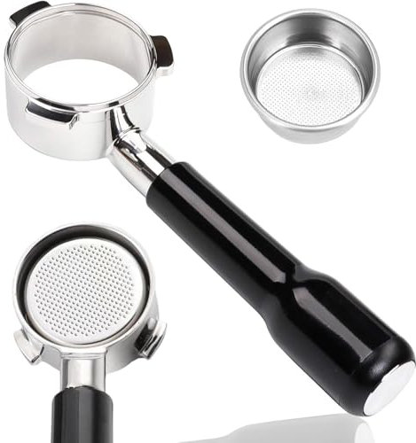 54 mm Siebträger ohne Boden, Espresso-Zubehör für Breville Barista Serie BES870/878/880 Maschinen & Sage Barista Espressomaschine, Edelstahl-Filterkorb und Premium-ABS-Griff (schwarz)
