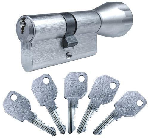 EVVA FPS Knaufzylinder 41/27K | hochwertiger Schließzylinder Profil-Zylinder mit Rund-Knauf | Bohrschutz | Marken-Qualität | Patentschutz bis 2041 | inkl. 5 Schlüssel und Sicherungskarte