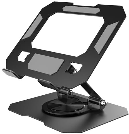 Bighan Tablet Stand, 360° Adjustable iPad Stand Holder Foldable Fits iPad Stand for Desk Rotating Portable Monitor Stand for Tablets/PS/mobilephones/Switch and other 4.7-12.9 Device, Black