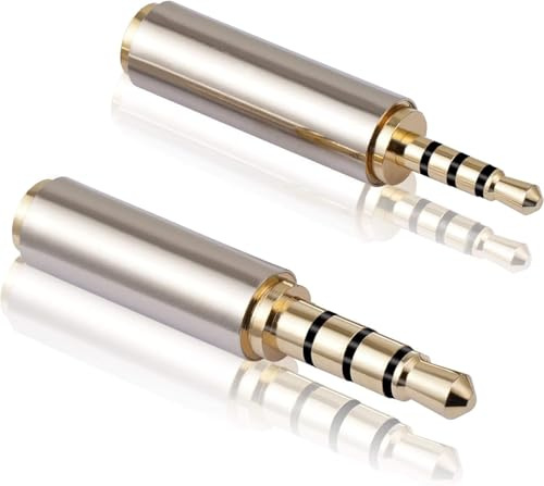 AYMBH 3.5 mm Male to 2.5 mm Female & 2.5 mm Male to 3.5 mm Female Audio Headphone Adapter Pair, Gold-Plated Connectors for High-Fidelity Stereo Sound, Compact & Portable Plug-and-Play Converter
