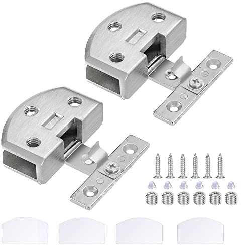 Yesaler Bisagras de Cristal de 90 Grados Abrazadera de Cristal Clip de Puerta de Aleación de Zinc con Tornillos Adecuado 2 Piezas (Plata)