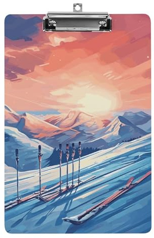 Ski-Board Acryl-Klemmbrett, niedlich, Standard-A4-Größe, Klemmbretter in Briefgröße, Klemmbretter mit Metallclip, leichtes Schreib-Klemmbrett für Büro, Schule, Krankenpflege