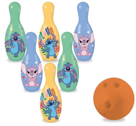 Mondo Toys Bowling-Set Stitch für Kinder- 1 Ball und 6 Birilli-28749, Mehrfarbig, 28749
