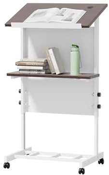 Rednerpult mit Rollen Stehpult Höhenverstellbares Minimalistisches Quadratisches Podium Rednerpult Tragbarer Rednerpultständer mit Ablagefläche und Getränkehalter für Präsentationen und Laptops