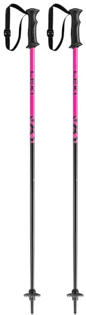 LEKI Kids’ Rider Lightweight Aluminum Ski Poles for Downhill Skiing - Black-Pink - 85 cm