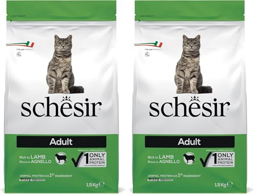 Schesir, Cibo Secco per Gatti Adulti Linea Mantenimento al Gusto Agnello, Crocchette - Formato Sacco da 1,5 kg (Confezione da 2)