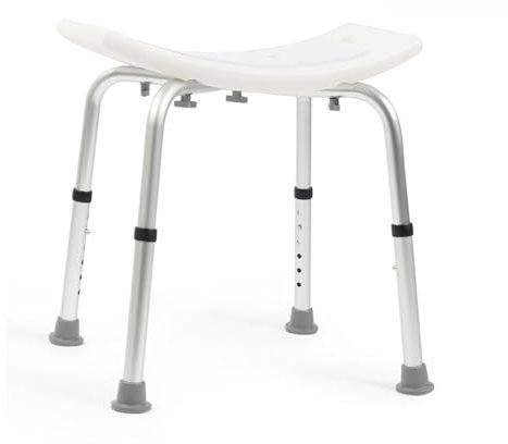 Floordirekt Duschhocker Noah Plus | Duschstuhl höhenverstellbar 37,5-49,5cm - belastbar bis 136kg - Badhocker für Senioren - Badewannenhocker - Anti-Rutsch-Gummifüße Badezimmerhocker