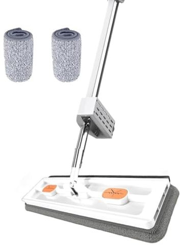 Lioggyet Trapeador Plano Grande, Trapeador, Trapeador Giratorio de 360° con Raspador Deshidratador, Trapeador MáGico 360° con Raspador de DeshidratacióN