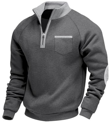 Volemo Herren Pullover Warmes Half Zip Sweatshirt Gemütliches Pullover mit Fleece für Herbst und Winter