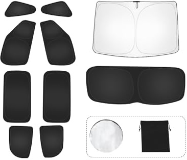 10-teiliges Auto Sonnenschutz Set für Volkswagen/VW Sharan (2010–2020) – Komplettabdeckung für Frontscheibe, Seitenfenster, Dreiecksfenster & Heckscheibe – UV- & Wärmeschutz, Privatsphäre