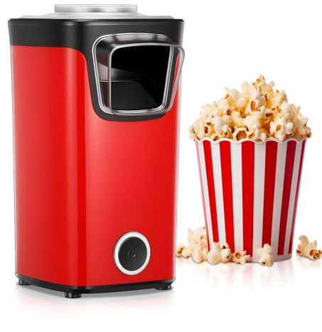 FOHERE Heißluft Popcornmaschine, 1100W Popcorn Maker Maschine | Mit Messbecher, Transparente Abdeckung, Fettfreies Ölfreies & Gesunder Maïs Snackfür Filmabend & Weihnachten