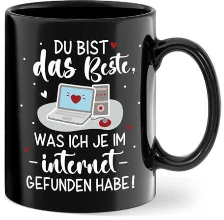 Valentinstag Tasse Geschenk Für Ihn Sie, Kaffeebecher Geschenkidee Valentinstag Jahrestag, Valentinstagsgeschenk für Männer Freund Freundin(Du bist das Beste was ich je im Internet gefunden habe)