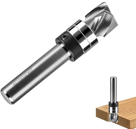 MIGUBIGU Fresa en Espiral 8 mm, Fresa para Esquinas Redondas, Brocas Madera, Diámetro de Corte 12 mm, Longitud de Corte 12,7 mm, para Procesamiento de Madera