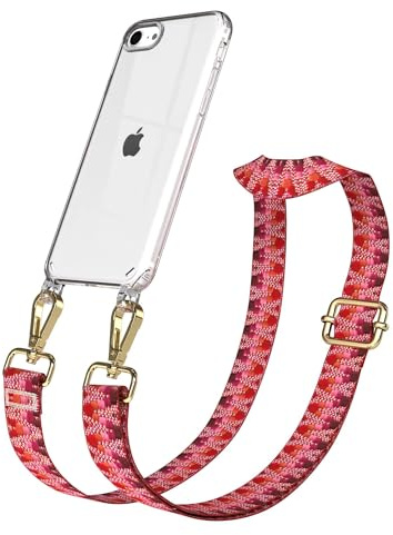 EAZY CASE Handykette - Verstellbares Taschenband kompatibel mit iPhone SE (2022/2020) / iPhone 8/7, Schulterriemen, Handykordel mit Silikon Hülle, Umhängetasche, Beere Gold