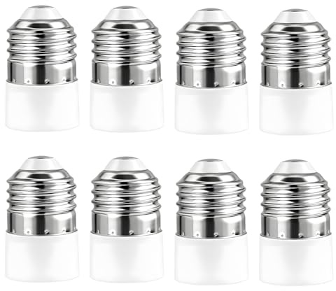 8 PCS E27 vers E14 Adaptateur de Douille, Adaptateur E14 E27 pour Douille Ampoule E27, Douille Voleuse Universelle pour Ampoules LED, Halogènes et Incandescentes, Installation Facile