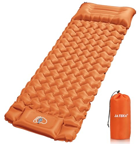 JATEKA Isomatte Camping, Aufblasbare Isomatte Ultraleicht Sleeping Mat | Sleeping Isomatte mit Kissen & Fußpumpe, Kompakte Leichte Schlafmatte für Camping Rucksackreisen Wandern Reisen Zelt
