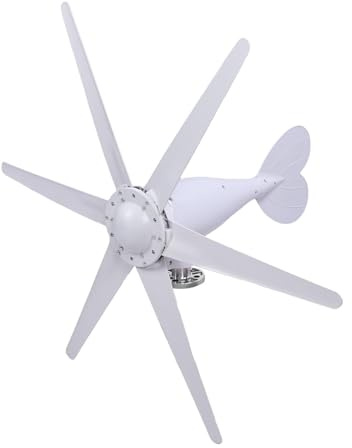SEAFRONT Generador de Turbina Eólica de 300 W, Kit de Molino de Viento de 6 Aspas de Fibra de Nailon con Controlador Incorporado, Disco de CA Trifásico de Baja Velocidad de Arranque, para Energía