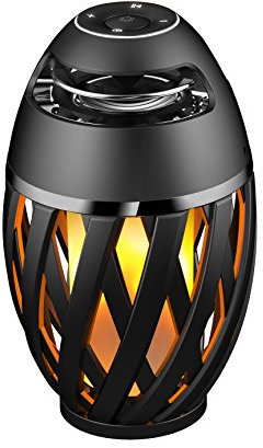Lexibook Decotech Enceinte Bluetooth Stéréo effet Flamme LED - usage intérieur et extérieur - sans fil - batterie rechargeable - noir/jaune - BTL075