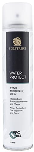 SOLITAIRE Water Protect 4 Seasons Imprägnierspray, 200 ml, Nässeschutz und Schmutzabweisung Wetterschutz für alle Materialien auch Hightech-Materialien, ideal für Taschen, Rucksäcke, Schuhe, Kleidung