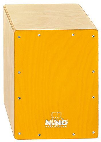 Nino Percussion Cajon Kinder Instrument - Trommelkiste für Kinder ab 4 Jahren - Musikinstrument - Schlagfläche Baltische Birke, Gelb (NINO950Y)