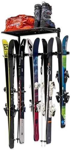 StoreYourBoard Omni Ski Wandhalterung und Aufbewahrungsregal, für 10 Paar, Ski-Wandhalterung, Aufbewahrungshalterung für Haus und Garage
